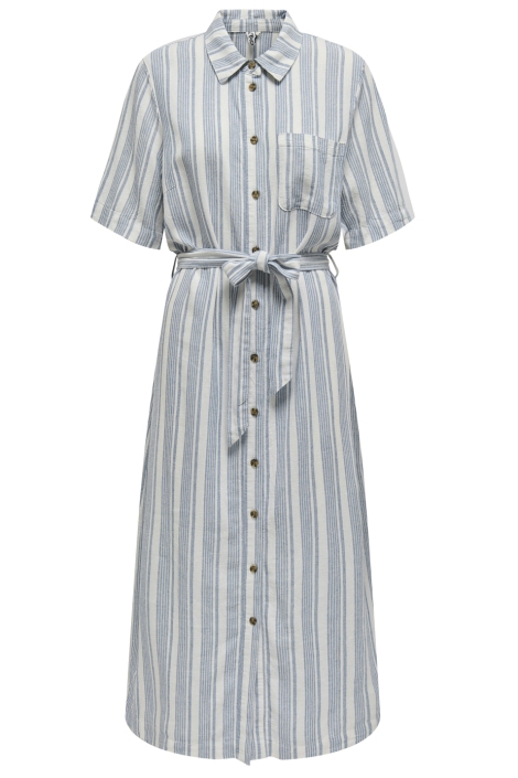 Only onlcaro s/s linen bl belt dress cc
